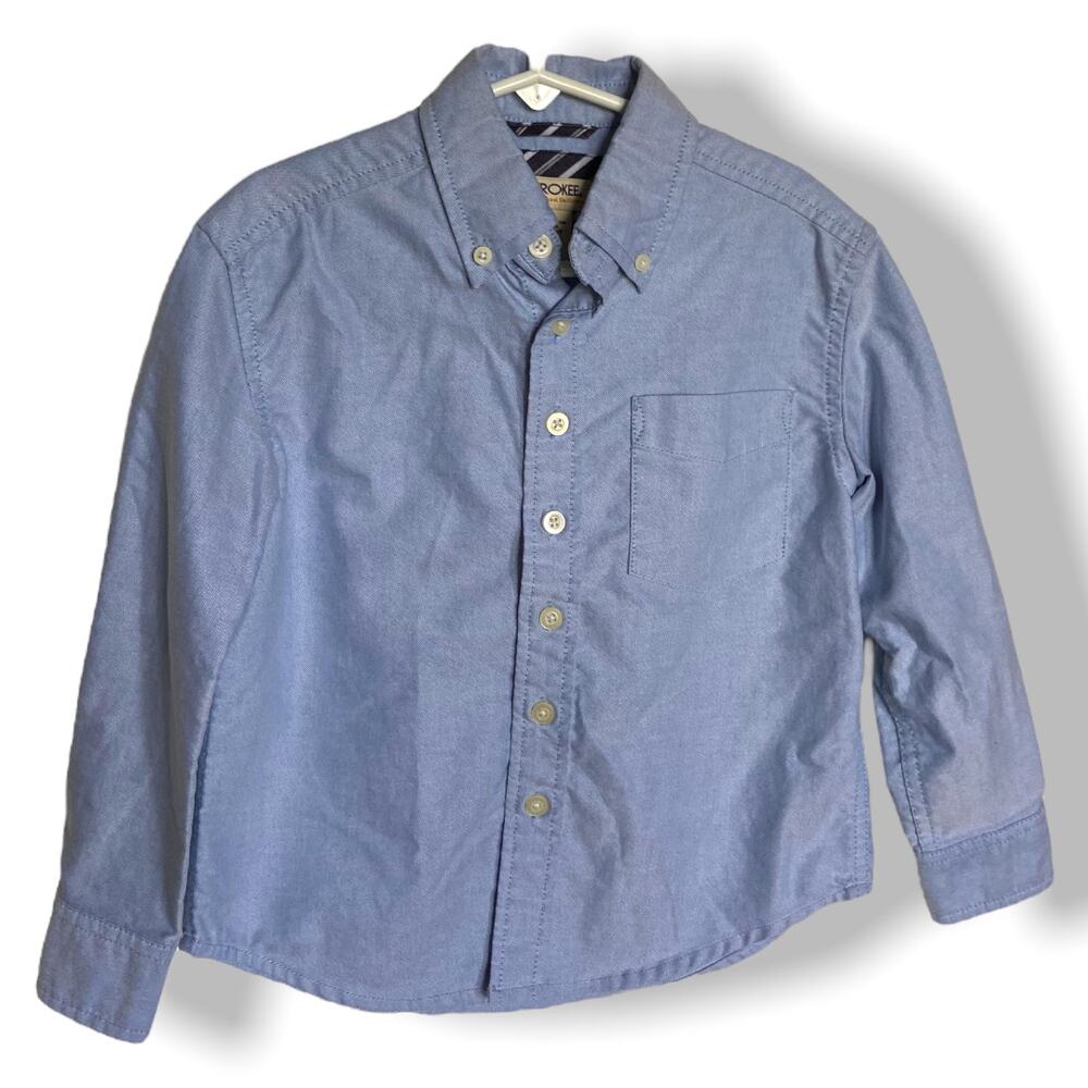 Cherokee Boys Shirt Sz XS Blue Oxford Ultimate School Uniform Shirt Long Sleeve